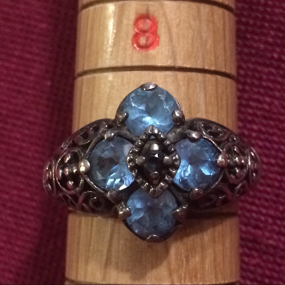 Elegant Blue Gemstone Silver Ring